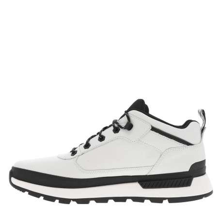 Sneakers blanches à détails noirs avec des lacets ronds à rayures