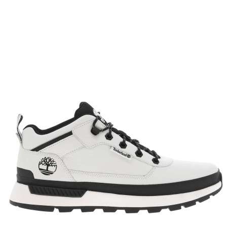 Sneakers blanches à détails noirs avec des lacets ronds à rayures - Image 2