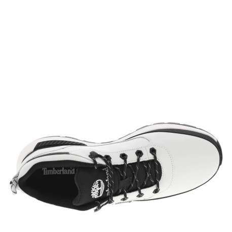 Sneakers blanches à détails noirs avec des lacets ronds à rayures - Image 4