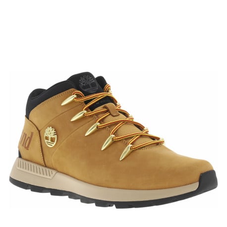 Bottines camel avec le logo métallique et à lacets ronds jaunes et rouges