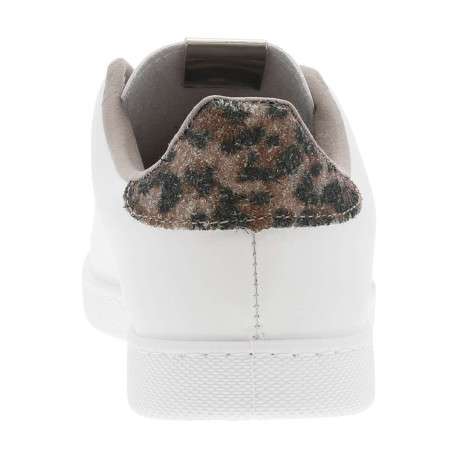 Tennis blanches avec des détails léopards kakis et à lacets plats - Image 6