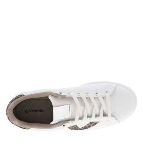 Tennis blanches avec des détails léopards kakis et à lacets plats - Image 4