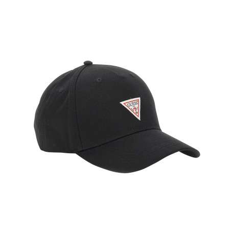 Casquette strapback en coton noire unie avec le logo triangulaire blanc