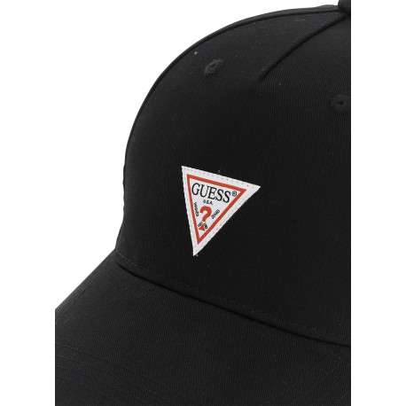 Casquette strapback en coton noire unie avec le logo triangulaire blanc - Image 3