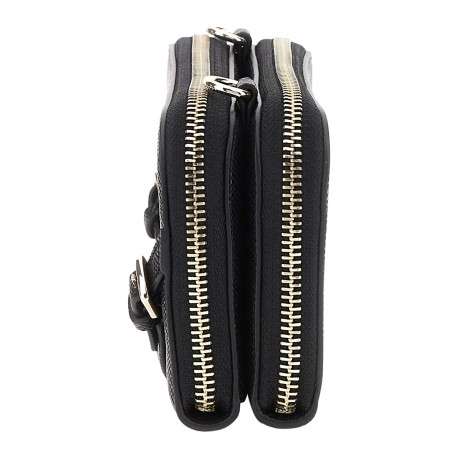 Mini sac à bandoulière noir uni à double zip et à boucles à ardillon décoratives - Image 3