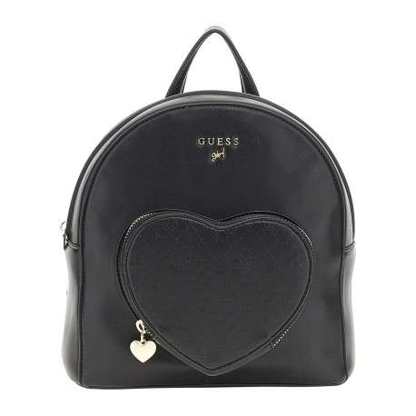 Sac à dos noir uni arrondi avec une poche zippée en forme de cœur à l'avant