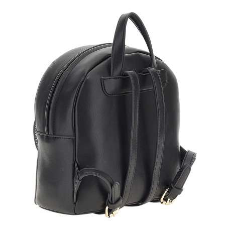 Sac à dos noir uni arrondi avec une poche zippée en forme de cœur à l'avant - Image 2