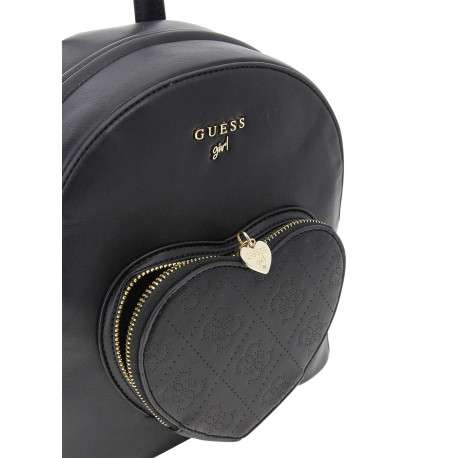 Sac à dos noir uni arrondi avec une poche zippée en forme de cœur à l'avant - Image 3