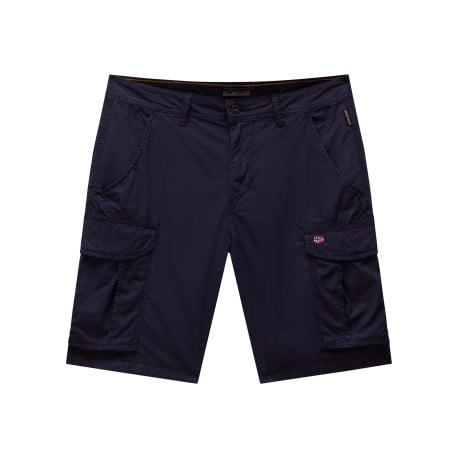 Short cargo en coton marine uni avec une coupe droite et des poches