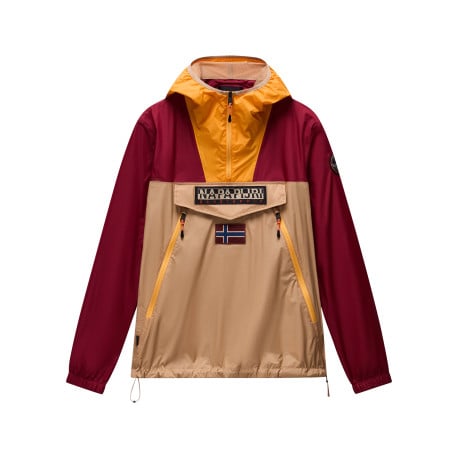 Veste bordeaux unie avec une coupe droite et un col à capuche 