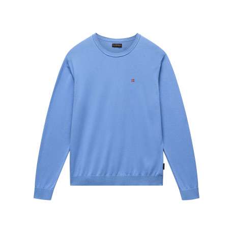 Sweat en coton bleu uni avec logo iconique et une coupe droite