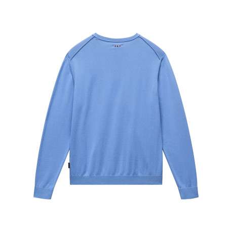 Sweat en coton bleu uni avec logo iconique et une coupe droite - Image 2