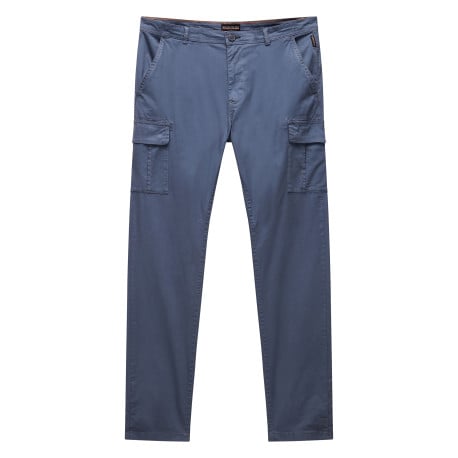 Pantalon cargo en coton gris uni avec une coupe droite et des poches