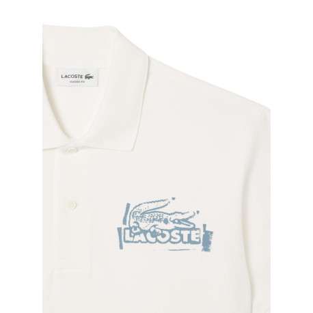 Polo en coton blanc avec un motif une coupe droite et un col à revers - Image 2