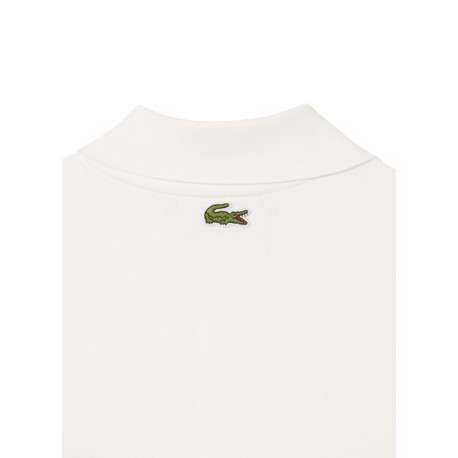 Polo en coton blanc avec un motif une coupe droite et un col à revers - Image 3