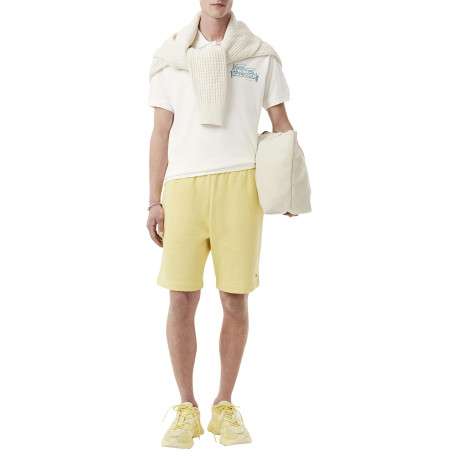 Polo en coton blanc avec un motif une coupe droite et un col à revers - Image 4