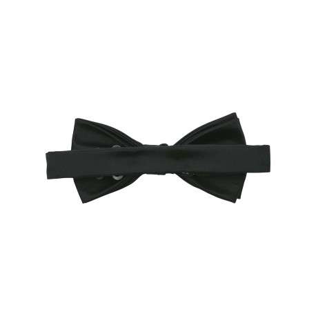 Noeud-papillon noir satiné ajustable en tissu solide et résistant - Image 2