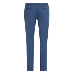 Chino en coton bleu uni à coupe slim avec le logo brodé en petit à l'arrière