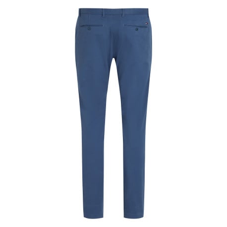 Chino en coton bleu uni à coupe slim avec le logo brodé en petit à l'arrière - Image 2