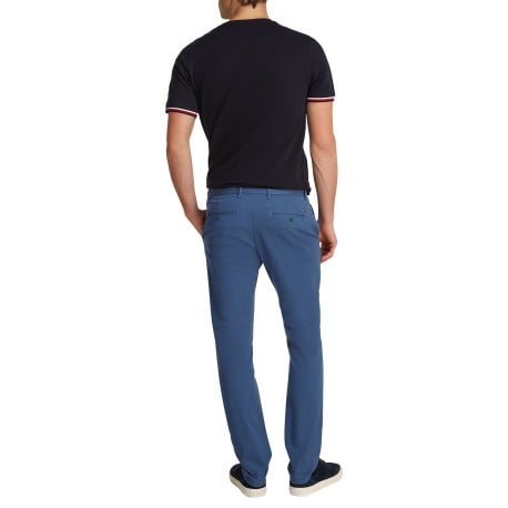 Chino en coton bleu uni à coupe slim avec le logo brodé en petit à l'arrière - Image 5
