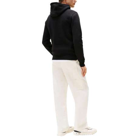 Sweat à capuche noir uni à coupe droite avec le nom de la marque brodé - Image 4