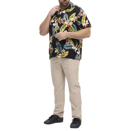 Chemise à manches courtes noire à imprimé tropical avec un col cubain - Image 5
