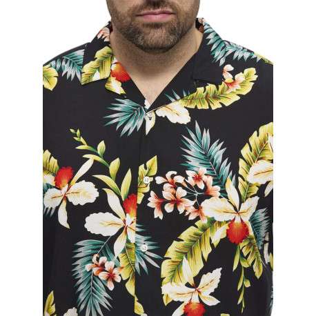 Chemise à manches courtes noire à imprimé tropical avec un col cubain - Image 6