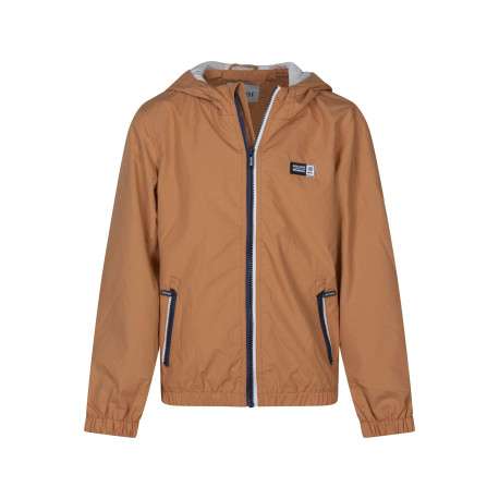 Blouson manches longues pêche uni avec une coupe droite et un col à capuche