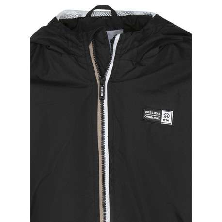 Blouson noir uni avec une coupe droite un col à capuche et des manches longues - Image 3