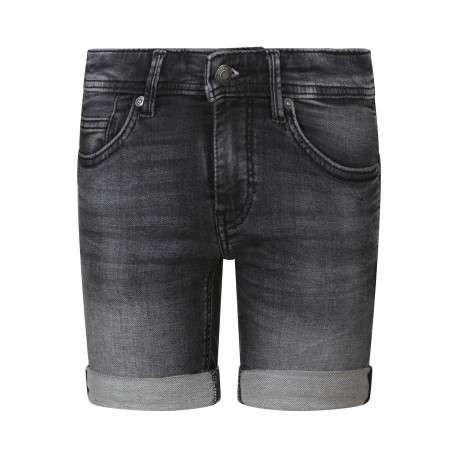 Short 5 poches en coton mélangé anthracite uni avec une coupe droite