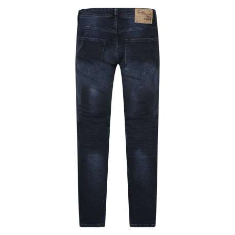 Jean en coton nuit uni avec un patch d'authenticité et une coupe droite - Image 2