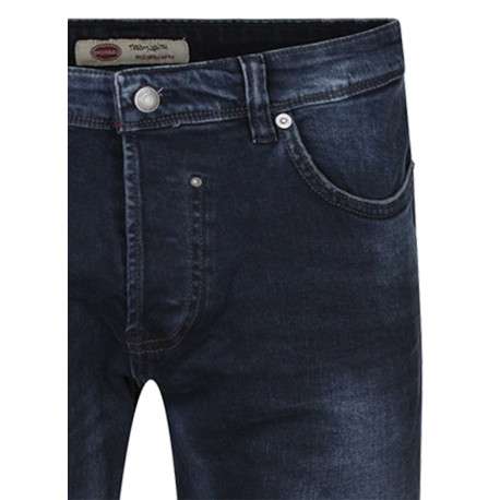 Jean en coton nuit uni avec un patch d'authenticité et une coupe droite - Image 3