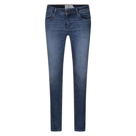Jean Angel S-Sdm en coton bleu uni avec une coupe slim et un patch de la marque