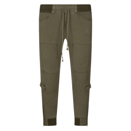 Jogging Celine Jazz kaki uni avec une coupe droite et un cordon de serrage