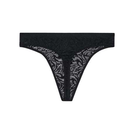 String noir en dentelle semi-transparente à motifs d'inspiration - Image 2