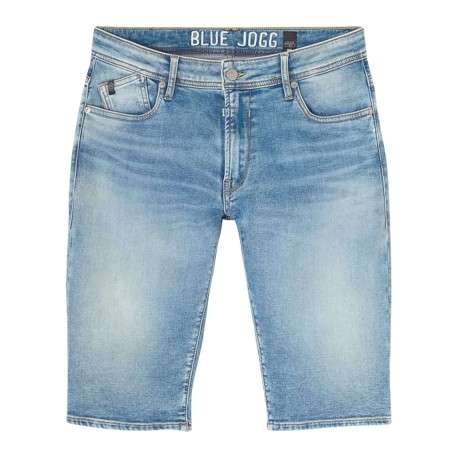 Short 5 poches en coton stone uni à coupe droite avec un patch d'authenticité