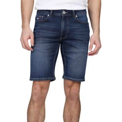 Short 5 poches en coton mélangé nuit uni avec une coupe droite