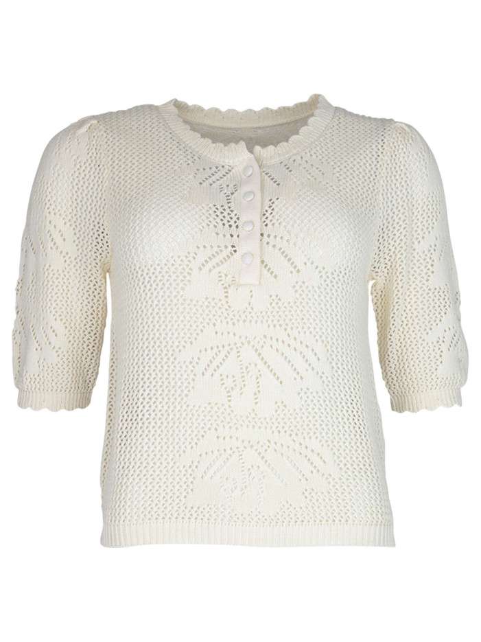 Pull en coton beige uni...
