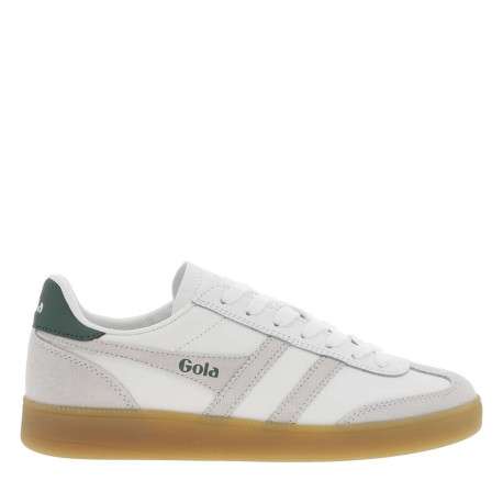 Tennis en cuir blanches à empiècements en daim beiges et à semelle plate miel - Image 2