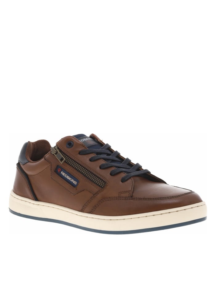 Baskets en cuir marrons et...