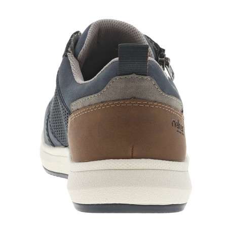 Sneakers bleu marine à talon plat avec des lacets et un zip latéral - Image 12