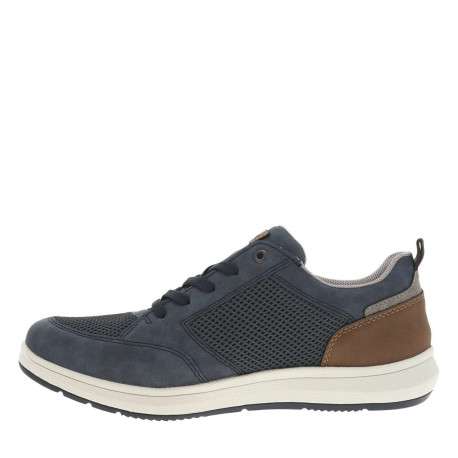 Sneakers bleu marine à talon plat avec des lacets et un zip latéral - Image 8