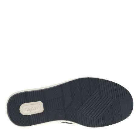 Sneakers bleu marine à talon plat avec des lacets et un zip latéral - Image 11