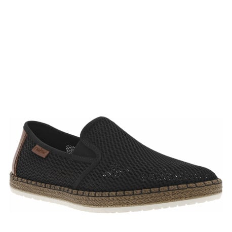Tennis noires en filet ajourées à semelle plate et à fermeture slip-on