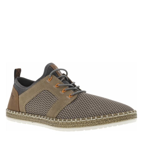 Sneakers taupe en filet à fermeture slip-on et à lacets ronds décoratifs