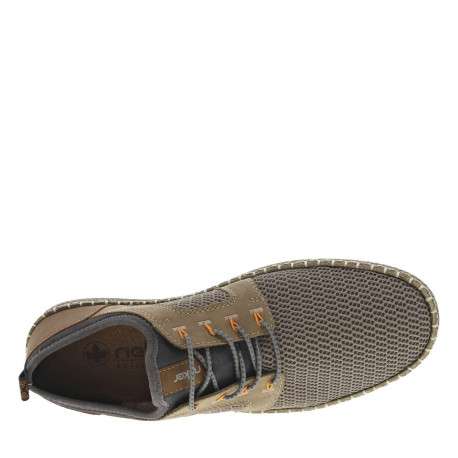 Sneakers taupe en filet à fermeture slip-on et à lacets ronds décoratifs - Image 4