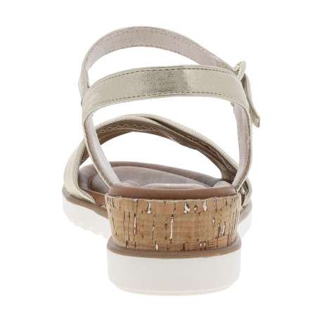 Sandales or satinées à talon compensé bas et à bande auto-agrippante - Image 6