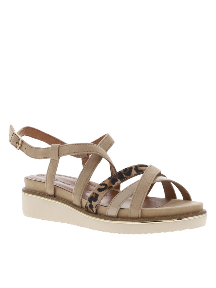 Sandales en cuir taupe en...
