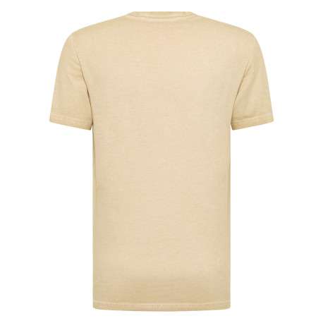 T-shirt en coton beige aspect légèrement délavé avec un col rond - Image 2