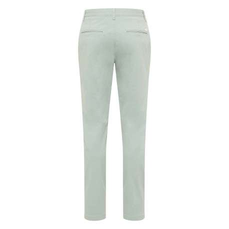Chino en coton vert clair uni avec une coupe slim et des passants à la taille - Image 2